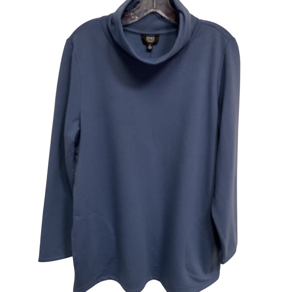 Jones NY Womens Blue Soft Knit Pullover Top W/ Pockets Size L NWT
